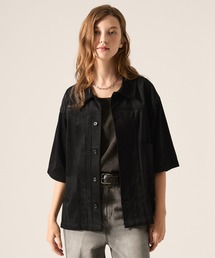 CLEL】2Way Multi Pattern Drape Short Sleeve Shirt/2way 花柄