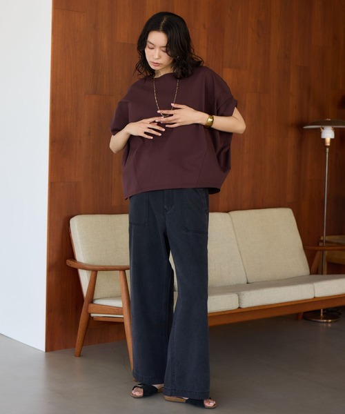 BARNYARDSTORM（バンヤードストーム）の「【『BABALOG』YouTubeご紹介アイテム】BARNYARDSTORM / トリコットターンバックTシャツ（Tシャツ/カットソー・レディース・ブラウン/ホワイト/チャコールグレー・S/M）」の4枚目の写真