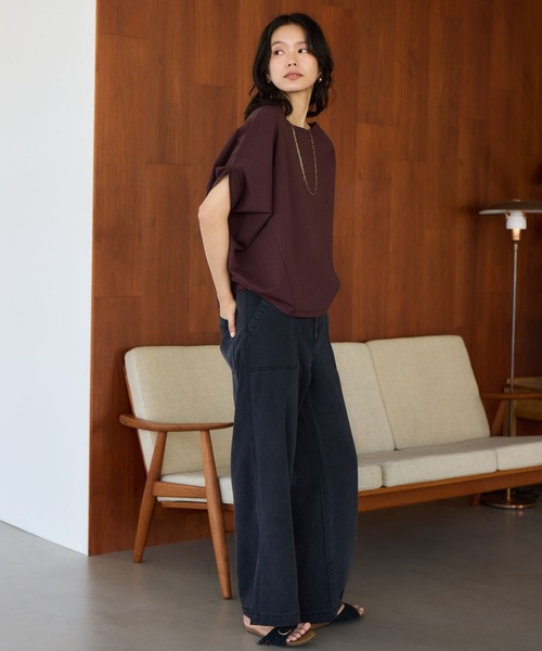 BARNYARDSTORM（バンヤードストーム）の「【『BABALOG』YouTubeご紹介アイテム】BARNYARDSTORM / トリコットターンバックTシャツ（Tシャツ/カットソー・レディース・ブラウン/ホワイト/チャコールグレー・S/M）」の5枚目の写真