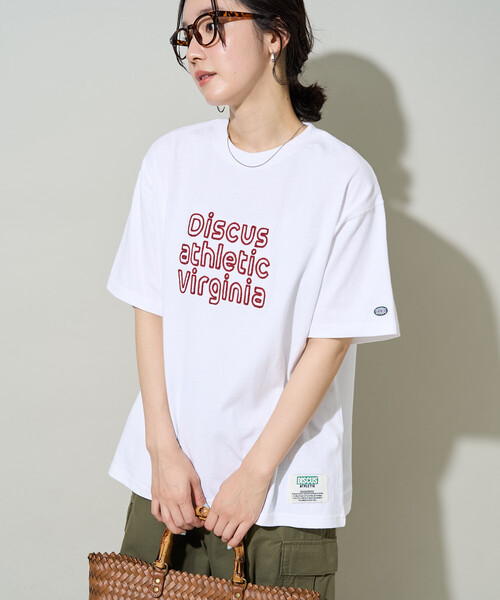 FREAK'S STORE（フリークスストア）の「限定展開 DISCUS ATHLETIC × FREAK'S STORE/ディスカスアスレチック 別注 ロゴ 半袖 Tシャツ（Tシャツ/カットソー・レディース・ブラック/オフホワイト/ネイビー/ブラウン・ﾌﾘ-）」の2枚目の写真