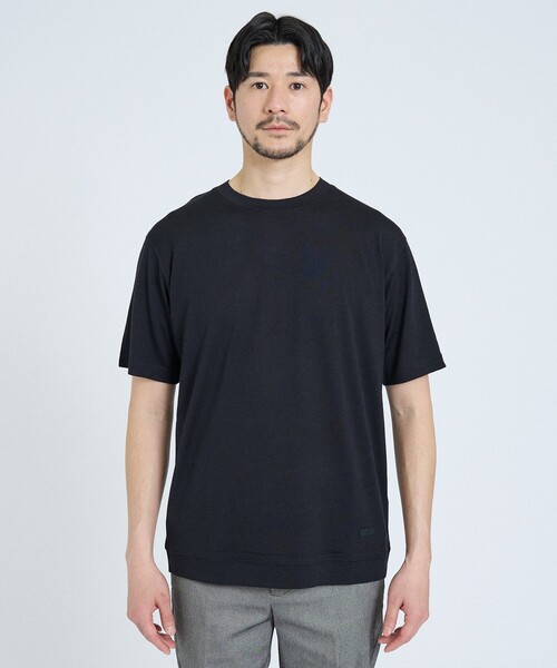 ABAHOUSE GRAY（アバハウスグレイ）の「【メリノウール100％】 ハイゲージニット Tシャツ（Tシャツ/カットソー・メンズ・ネイビー/ブラック/グレー・46/50/48）」の5枚目の写真
