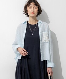 23区 L（ニジュウサンクオオキイサイズ）の「LIBECOリネン ポケット刺繍 クロップドシャツ（シャツ/ブラウス）」