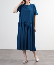 EGLANTINE ギャザー切り替えカットソーワンピース  半袖