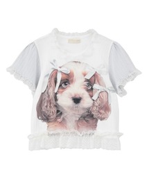 Candy Stripper | DOG PRINT FRILL Tシャツ(Tシャツ/カットソー)