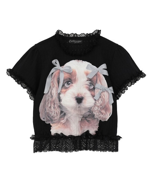Candy Stripper(キャンディストリッパー)の「DOG PRINT FRILL Tシャツ(Tシャツ/カットソー・レディース・ブラック/ヘザーグレー/オフホワイト・FREE)」の7枚目の写真