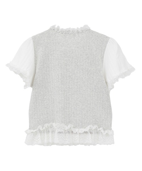 Candy Stripper(キャンディストリッパー)の「DOG PRINT FRILL Tシャツ(Tシャツ/カットソー・レディース・ブラック/ヘザーグレー/オフホワイト・FREE)」の8枚目の写真