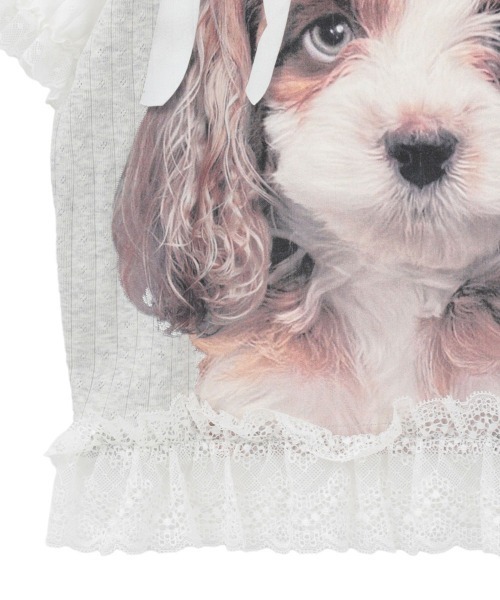 Candy Stripper(キャンディストリッパー)の「DOG PRINT FRILL Tシャツ(Tシャツ/カットソー・レディース・ブラック/ヘザーグレー/オフホワイト・FREE)」の11枚目の写真