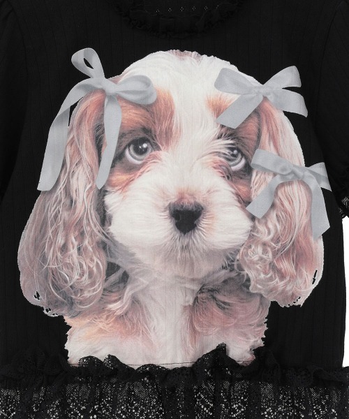 Candy Stripper(キャンディストリッパー)の「DOG PRINT FRILL Tシャツ(Tシャツ/カットソー・レディース・ブラック/ヘザーグレー/オフホワイト・FREE)」の14枚目の写真
