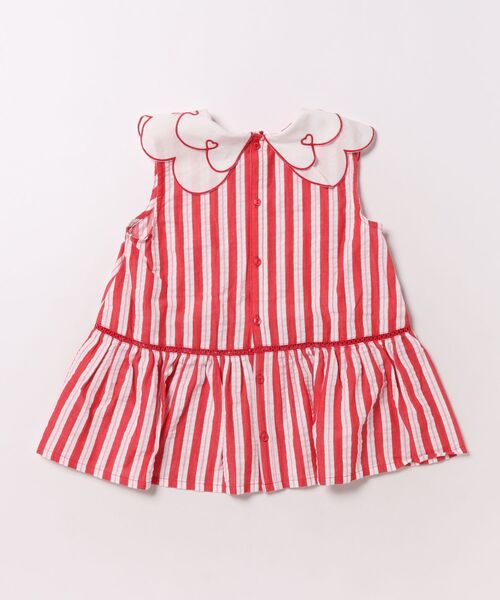 apres les cours（アプレレクール）の「カラーストライプ・ギンガムスカラップハート衿チュニック（その他トップス・キッズ・チェック/ストライプ・80/90/100/110/120/130/140）」の3枚目の写真