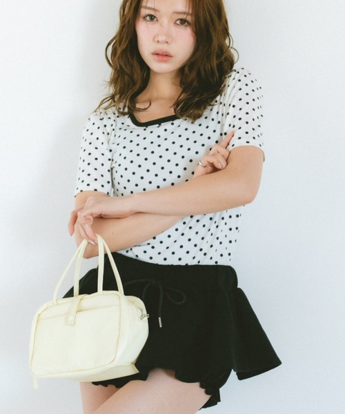 VANNIE U（ヴァニーユー）の「ドットリンガーTシャツ　前後2WAY（Tシャツ/カットソー・レディース・ホワイト/ブラック・FREE）」の17枚目の写真