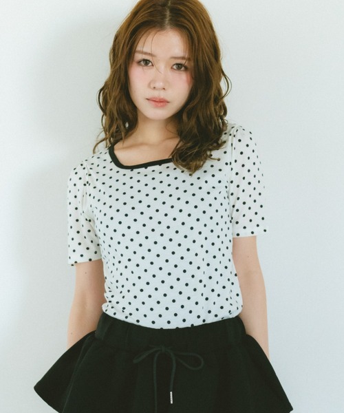 VANNIE U（ヴァニーユー）の「ドットリンガーTシャツ　前後2WAY（Tシャツ/カットソー・レディース・ホワイト/ブラック・FREE）」の18枚目の写真