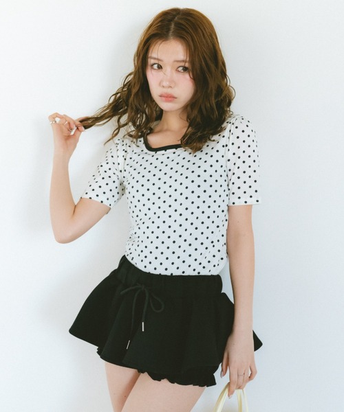 VANNIE U（ヴァニーユー）の「ドットリンガーTシャツ　前後2WAY（Tシャツ/カットソー・レディース・ホワイト/ブラック・FREE）」の19枚目の写真