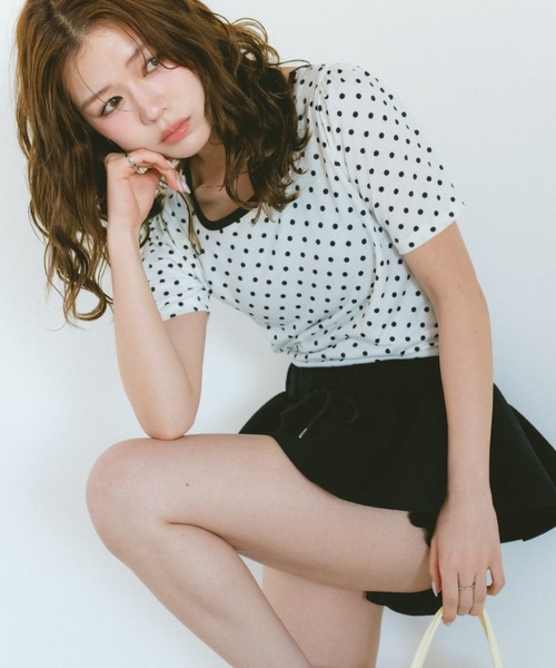 VANNIE U（ヴァニーユー）の「ドットリンガーTシャツ　前後2WAY（Tシャツ/カットソー・レディース・ホワイト/ブラック・FREE）」の20枚目の写真
