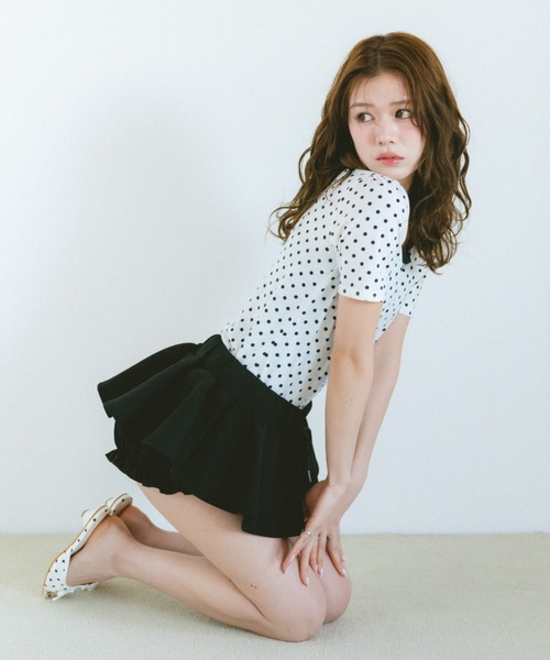 VANNIE U（ヴァニーユー）の「ドットリンガーTシャツ　前後2WAY（Tシャツ/カットソー・レディース・ホワイト/ブラック・FREE）」の21枚目の写真