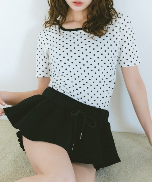 VANNIE U（ヴァニーユー）の「ドットリンガーTシャツ　前後2WAY（Tシャツ/カットソー・レディース・ホワイト/ブラック・FREE）」の3枚目の写真