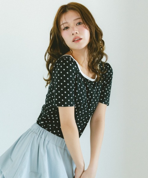 VANNIE U（ヴァニーユー）の「ドットリンガーTシャツ　前後2WAY（Tシャツ/カットソー・レディース・ホワイト/ブラック・FREE）」の8枚目の写真