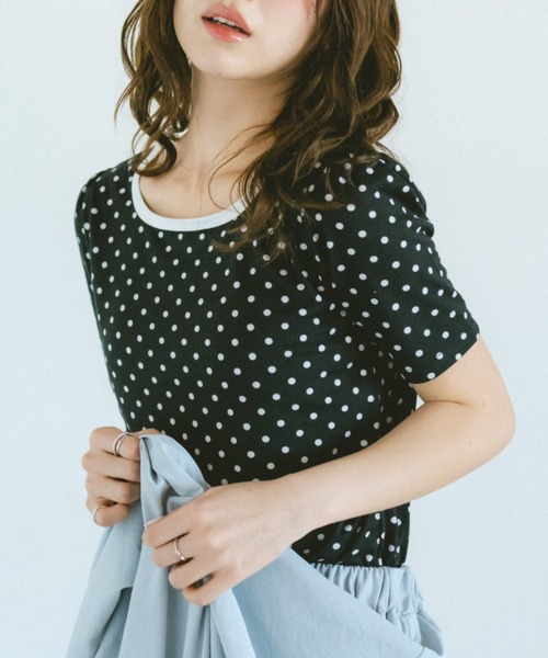 VANNIE U（ヴァニーユー）の「ドットリンガーTシャツ　前後2WAY（Tシャツ/カットソー・レディース・ホワイト/ブラック・FREE）」の9枚目の写真