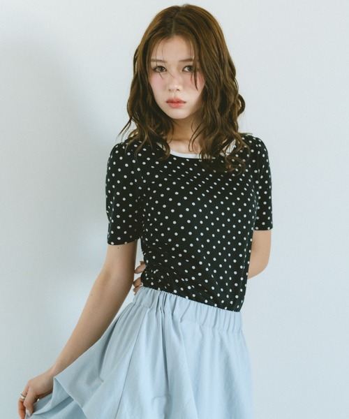 VANNIE U（ヴァニーユー）の「ドットリンガーTシャツ　前後2WAY（Tシャツ/カットソー・レディース・ホワイト/ブラック・FREE）」の10枚目の写真