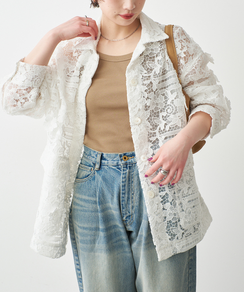 Spick & Span(スピックアンドスパン)の「《一部店舗+WEB限定》LAYAS/レイヤーズ レースシャツジャケット(その他アウター・レディース・ホワイト/ブラック・FREE)」の2枚目の写真