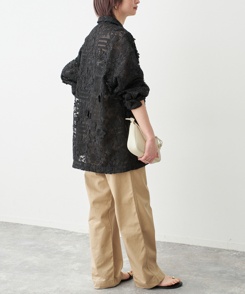 Spick & Span(スピックアンドスパン)の「《一部店舗+WEB限定》LAYAS/レイヤーズ レースシャツジャケット(その他アウター・レディース・ホワイト/ブラック・FREE)」の4枚目の写真