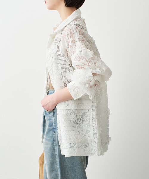 Spick & Span(スピックアンドスパン)の「《一部店舗+WEB限定》LAYAS/レイヤーズ レースシャツジャケット(その他アウター・レディース・ホワイト/ブラック・FREE)」の6枚目の写真