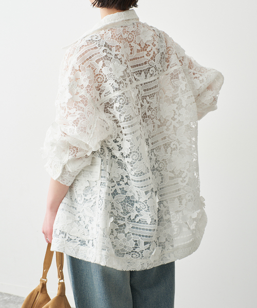 Spick & Span(スピックアンドスパン)の「《一部店舗+WEB限定》LAYAS/レイヤーズ レースシャツジャケット(その他アウター・レディース・ホワイト/ブラック・FREE)」の7枚目の写真