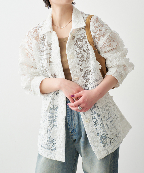 Spick & Span(スピックアンドスパン)の「《一部店舗+WEB限定》LAYAS/レイヤーズ レースシャツジャケット(その他アウター・レディース・ホワイト/ブラック・FREE)」の8枚目の写真