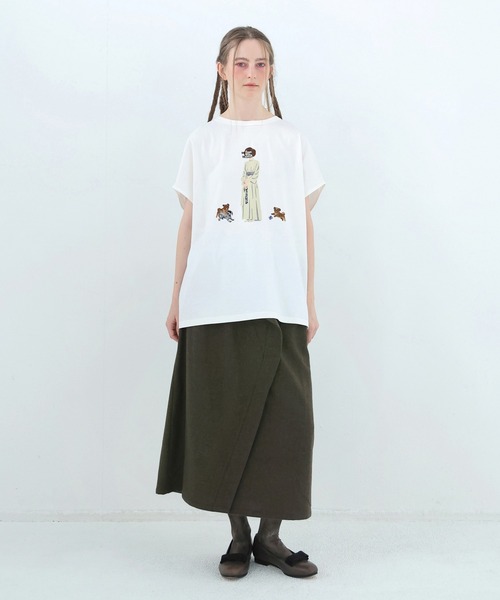 bedsidedrama（ベットサイドドラマ）の「DOG SAVE THE QUEEN Dress Tee（Tシャツ/カットソー・レディース・ピンク/ホワイト/ブラック・1）」の4枚目の写真