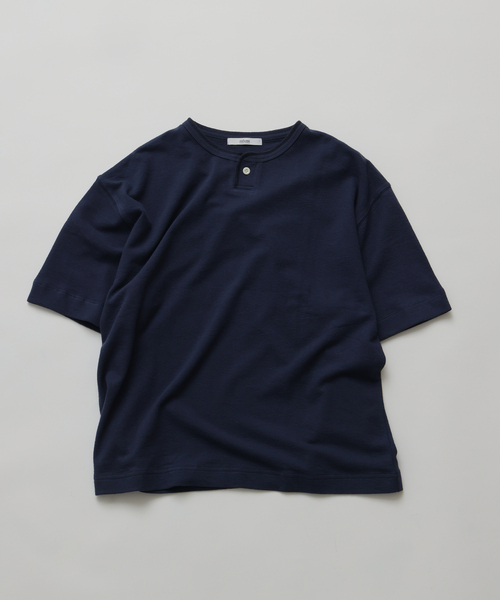セール】ブロック インレイ 1ボタン ヘンリーネック Tシャツ（Tシャツ