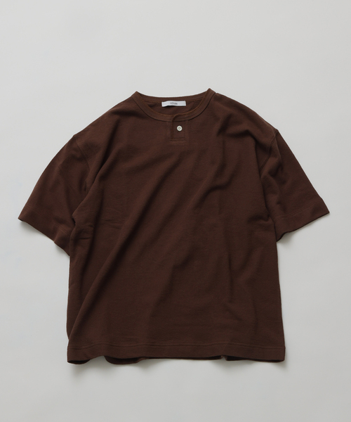 ブロック インレイ 1ボタン ヘンリーネック Tシャツ（Tシャツ
