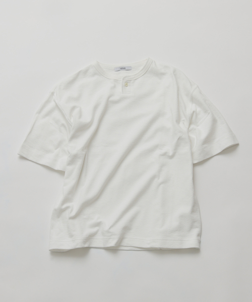 セール】ブロック インレイ 1ボタン ヘンリーネック Tシャツ（Tシャツ