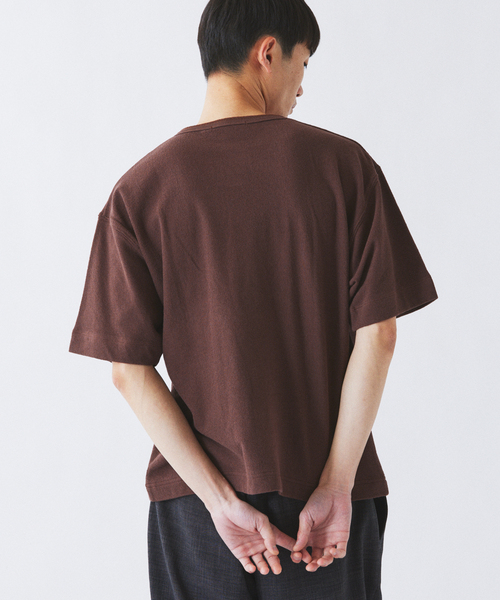 ブロック インレイ 1ボタン ヘンリーネック Tシャツ（Tシャツ