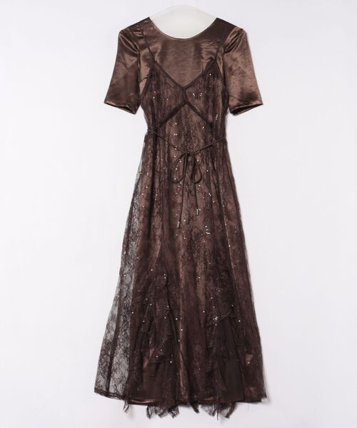 DONOBAN(ドノバン)の「【ANDRESD】sparkle lace satin dress 結婚式 パーティードレス オケージョンドレス お呼ばれ 二次会 成人式 同窓会(ワンピース・レディース・ブラウン/ブラウン系その他/ブラック・L/M/S)」の11枚目の写真
