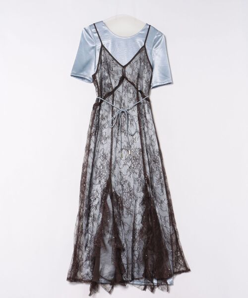 DONOBAN(ドノバン)の「【ANDRESD】sparkle lace satin dress 結婚式 パーティードレス オケージョンドレス お呼ばれ 二次会 成人式 同窓会(ワンピース・レディース・ブラウン/ブラウン系その他/ブラック・L/M/S)」の12枚目の写真
