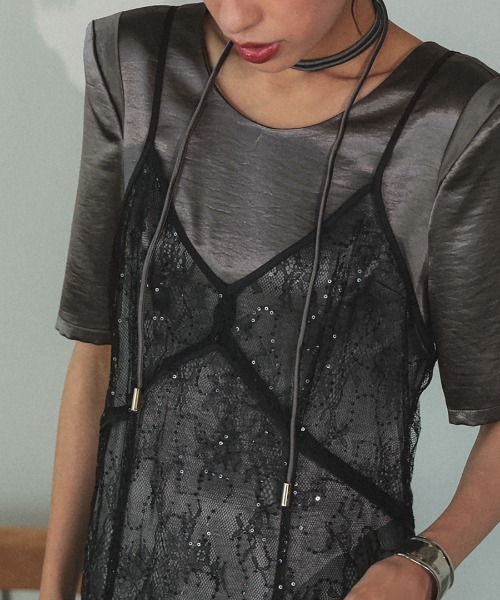 DONOBAN(ドノバン)の「【ANDRESD】sparkle lace satin dress 結婚式 パーティードレス オケージョンドレス お呼ばれ 二次会 成人式 同窓会(ワンピース・レディース・ブラウン/ブラウン系その他/ブラック・L/M/S)」の18枚目の写真
