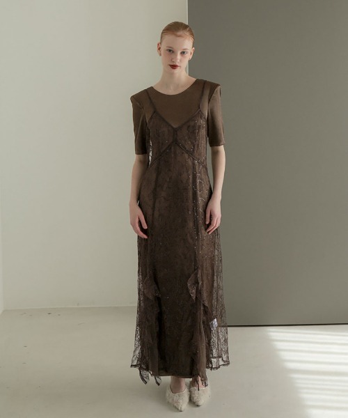 DONOBAN(ドノバン)の「【ANDRESD】sparkle lace satin dress 結婚式 パーティードレス オケージョンドレス お呼ばれ 二次会 成人式 同窓会(ワンピース・レディース・ブラウン/ブラウン系その他/ブラック・L/M/S)」の21枚目の写真