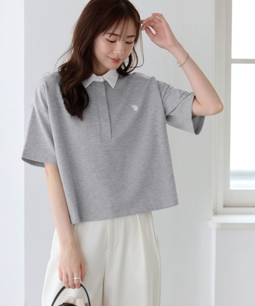 Pierrot（ピエロ）の「U.S. POLO ASSN. ライトスウェットポロTシャツ（ポロシャツ・レディース・ネイビー/チャコール/グレー系その他・L/M）」の16枚目の写真