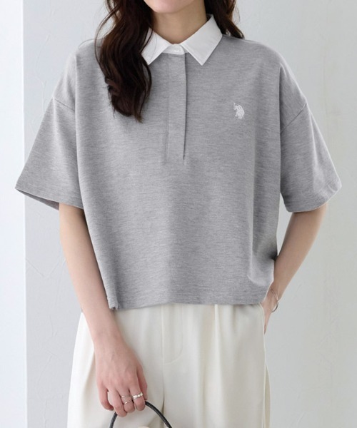 Pierrot（ピエロ）の「U.S. POLO ASSN. ライトスウェットポロTシャツ（ポロシャツ・レディース・ネイビー/チャコール/グレー系その他・L/M）」の17枚目の写真