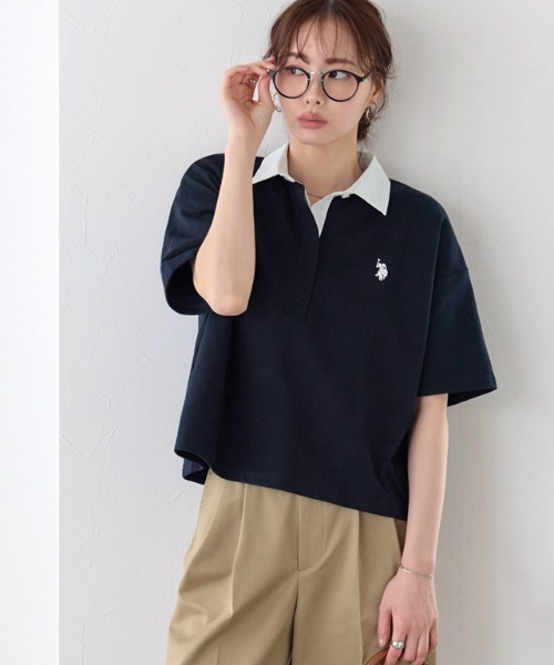 Pierrot（ピエロ）の「U.S. POLO ASSN. ライトスウェットポロTシャツ（ポロシャツ・レディース・ネイビー/チャコール/グレー系その他・L/M）」の18枚目の写真