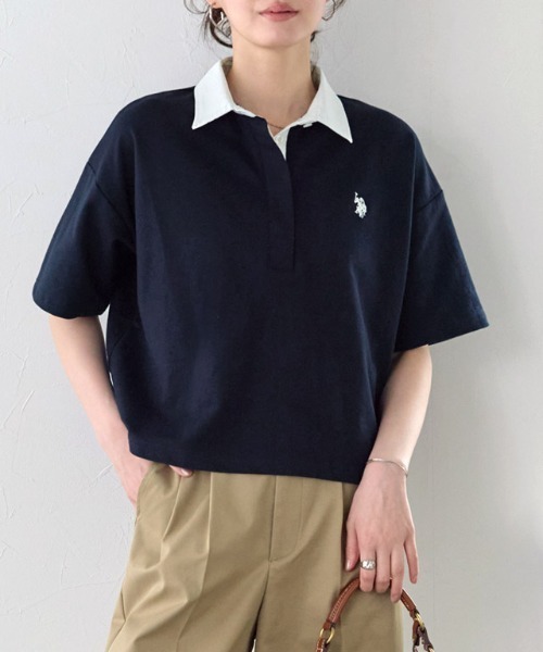 Pierrot（ピエロ）の「U.S. POLO ASSN. ライトスウェットポロTシャツ（ポロシャツ・レディース・ネイビー/チャコール/グレー系その他・L/M）」の19枚目の写真