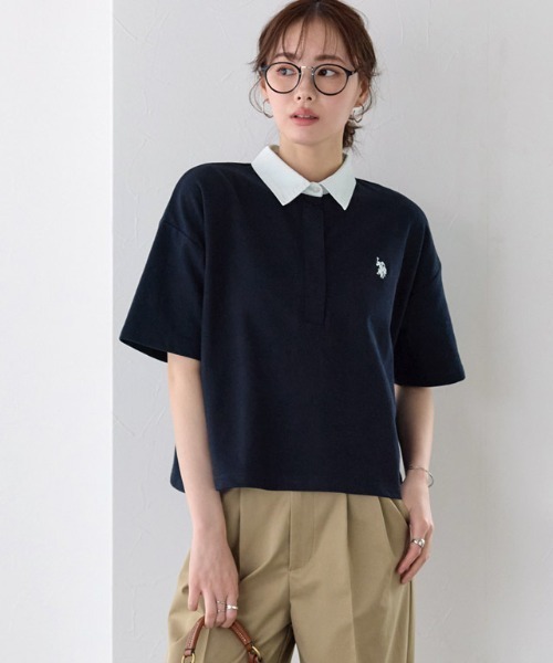 Pierrot（ピエロ）の「U.S. POLO ASSN. ライトスウェットポロTシャツ（ポロシャツ・レディース・ネイビー/チャコール/グレー系その他・L/M）」の21枚目の写真