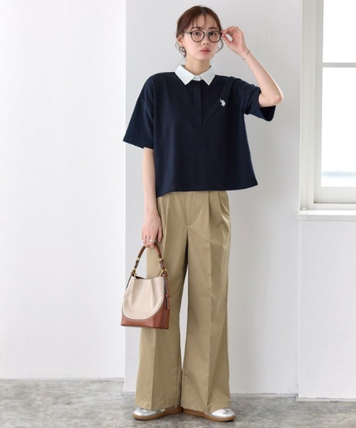 Pierrot（ピエロ）の「U.S. POLO ASSN. ライトスウェットポロTシャツ（ポロシャツ・レディース・ネイビー/チャコール/グレー系その他・L/M）」の15枚目の写真