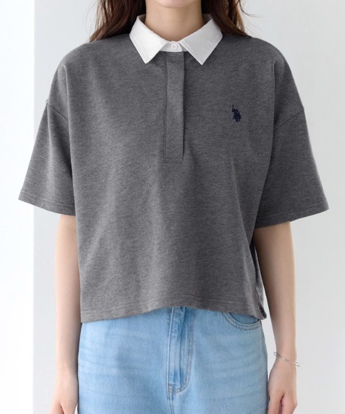 Pierrot（ピエロ）の「U.S. POLO ASSN. ライトスウェットポロTシャツ（ポロシャツ・レディース・ネイビー/チャコール/グレー系その他・L/M）」の7枚目の写真