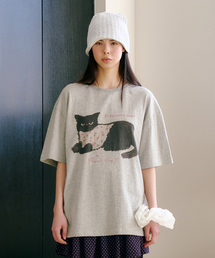 FUN FROM FUN（ファンフロムファン）の「Nero Cat Half Tee, Melange Grey（Tシャツ/カットソー）」
