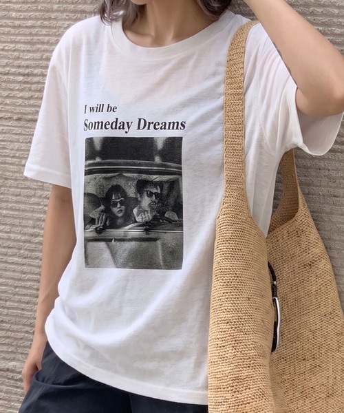 SpRay(スプレイ)の「転写プリントTシャツ(Tシャツ/カットソー・レディース・ホワイト/オートミール/チャコールグレー・FREE)」の1枚目の写真