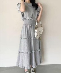 パフスリーブ トップス フリルスカート セットアップ