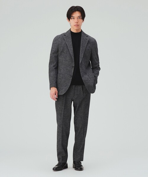BEAMS HEART(ビームスハート)の「千鳥柄 ジャージ 1プリーツ テーパードパンツ(セットアップ対応・ストレッチ)(スラックス・メンズ・ダークブラウン/ブルー/グレー・X-LARGE/LARGE/MEDIUM/SMALL)」の4枚目の写真