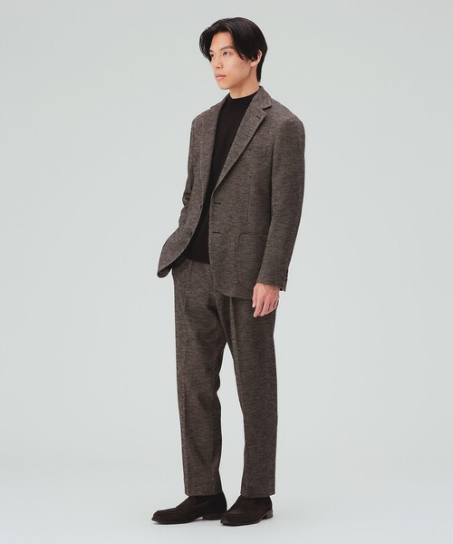 BEAMS HEART(ビームスハート)の「千鳥柄 ジャージ 1プリーツ テーパードパンツ(セットアップ対応・ストレッチ)(スラックス・メンズ・ダークブラウン/ブルー/グレー・X-LARGE/LARGE/MEDIUM/SMALL)」の16枚目の写真