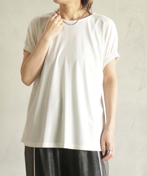 BITTOKO（ビットコ）の「ゴムフレンチスリーブプルオーバー（Tシャツ/カットソー・レディース・ホワイト/ブラウン/ブラック/ブルー・FREE）」の6枚目の写真