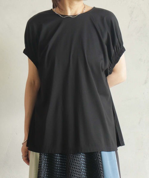BITTOKO（ビットコ）の「ゴムフレンチスリーブプルオーバー（Tシャツ/カットソー・レディース・ホワイト/ブラウン/ブラック/ブルー・FREE）」の16枚目の写真